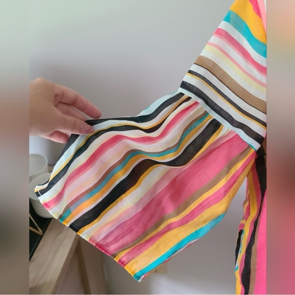 Listicle multi color striped lightweight dress Size Large sundress flowy lined - Picture 2 of 7